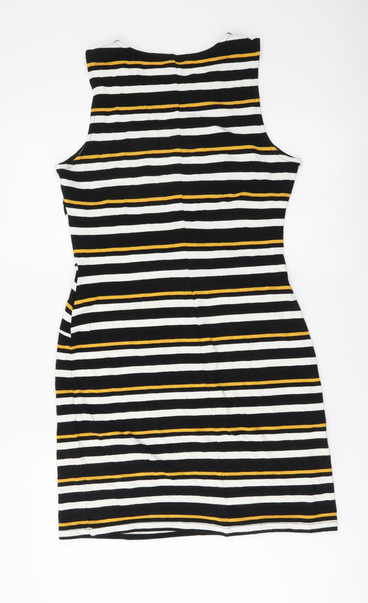 41Hawthorn Womens Multicoloured Striped Polyester Mini Size S Boat Neck Pullover