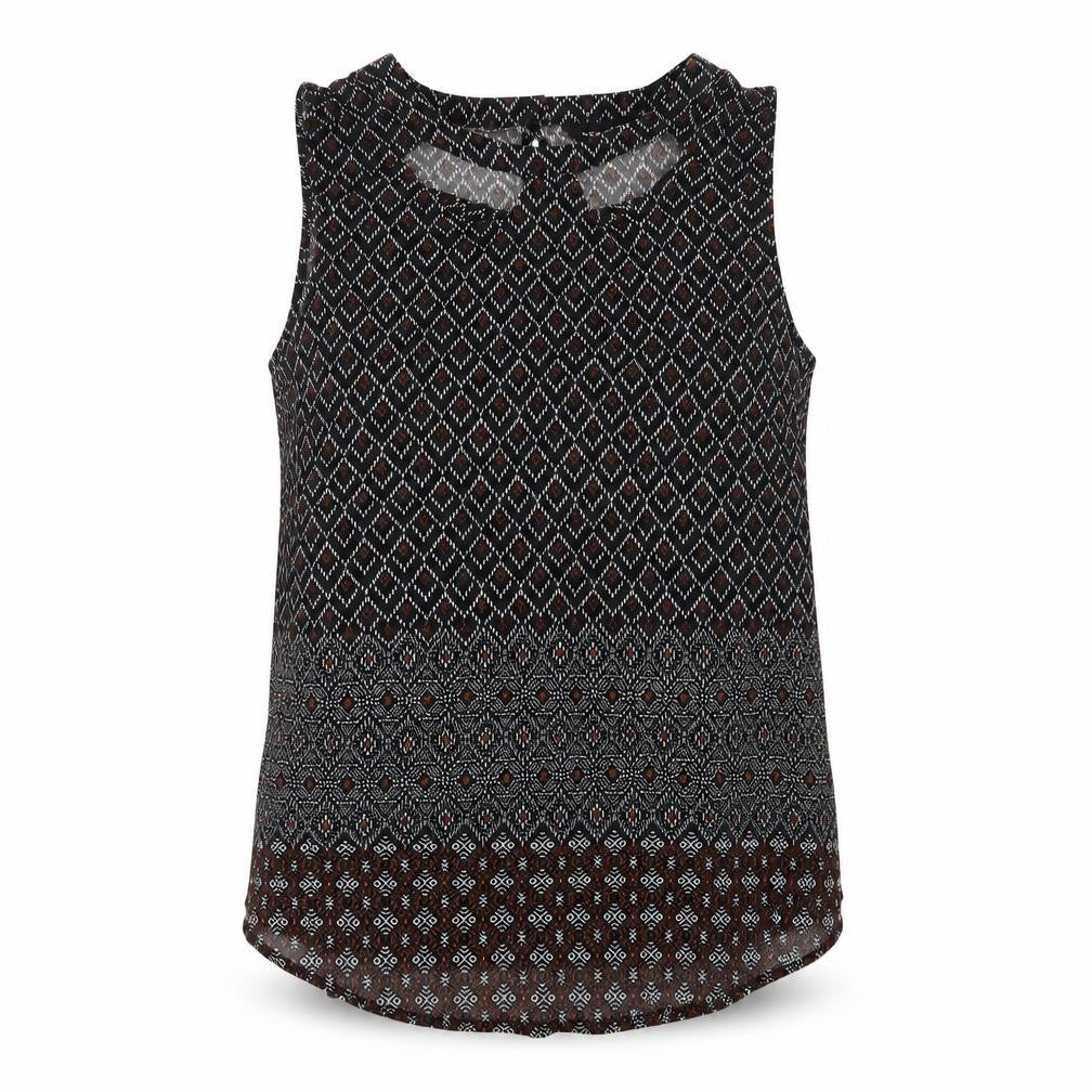 New Look Womens Black Geometric Viscose Camisole Tank Size 12 Boat Neck