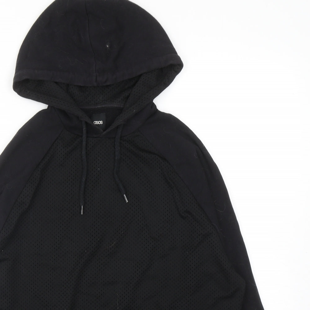 ASOS Mens Black Cotton Pullover Hoodie Size XS