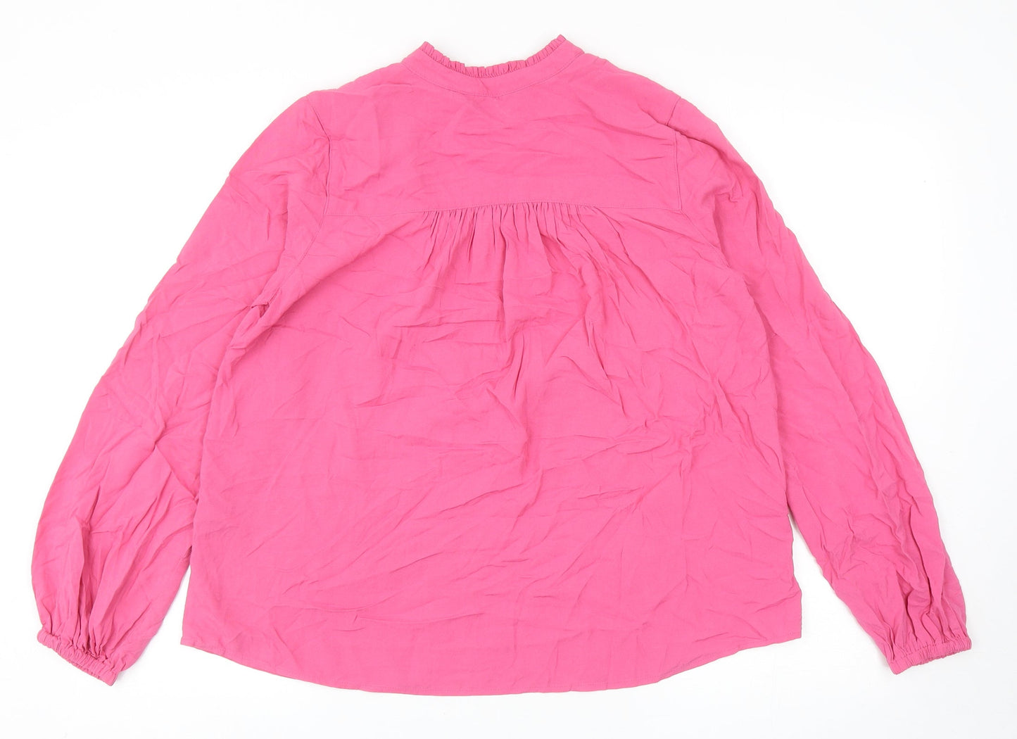 Marks and Spencer Womens Pink Viscose Basic Blouse Size 8 V-Neck