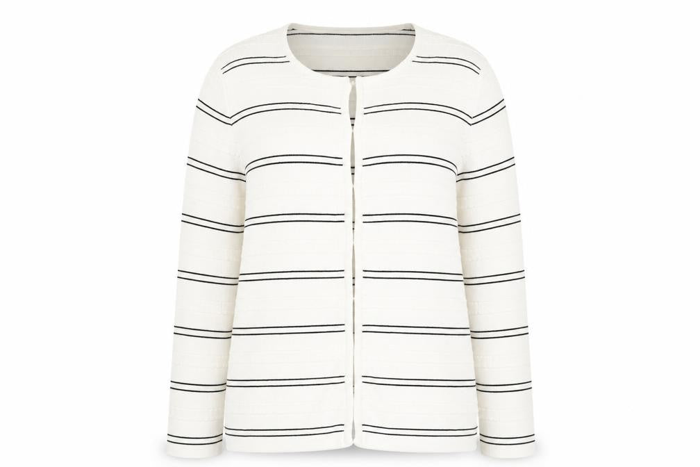 Damsel in a Dress Womens White Round Neck Striped Viscose Cardigan Jumper Size M