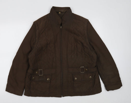 Klass Womens Brown Jacket Size L Zip