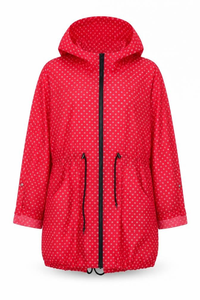 Mia Moda Womens Pink Geometric Rain Coat Coat Size 12 Zip