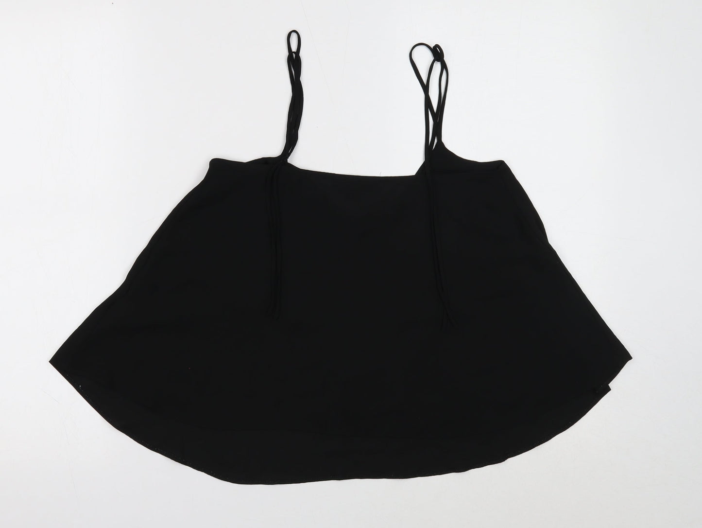 Topshop Womens Black Polyester Basic Tank Size 6 Square Neck