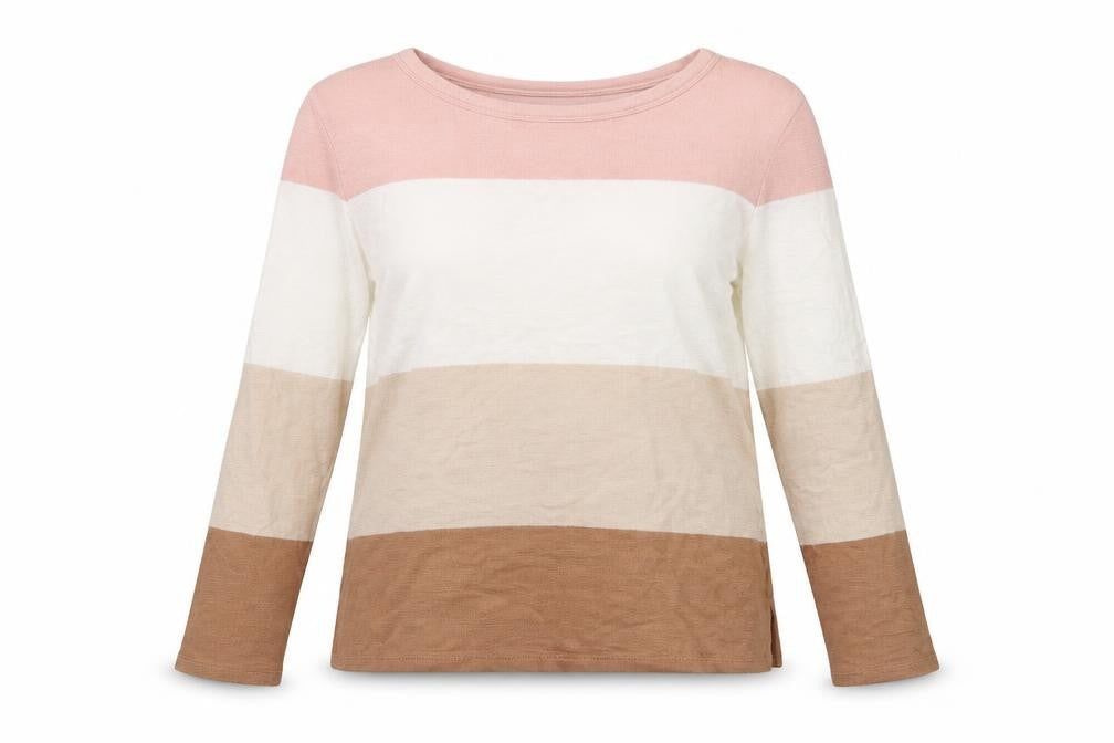 Marks and Spencer Womens Multicoloured Round Neck Striped Cotton Pullover Jumper Size 12
