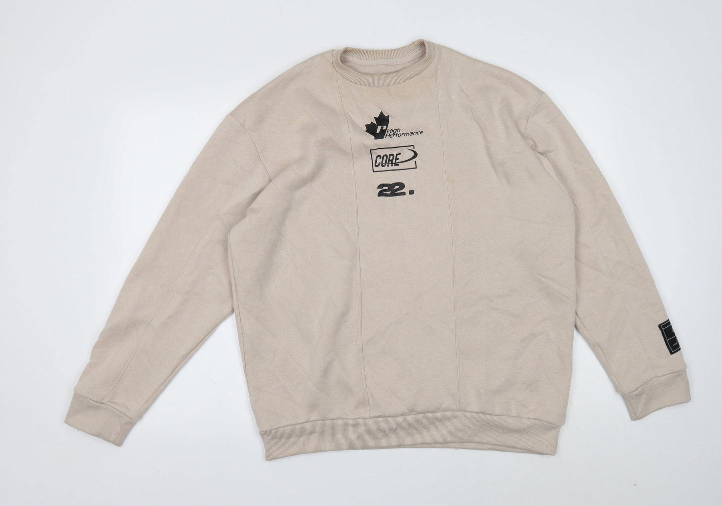 Boohoo Mens Beige Polyester Pullover Sweatshirt Size S
