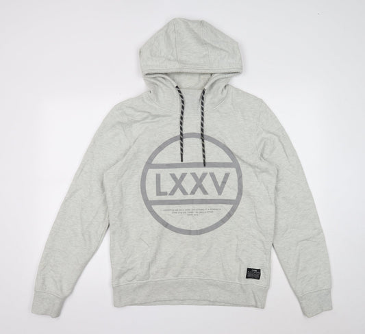 JACK & JONES Mens Grey Cotton Pullover Hoodie Size M