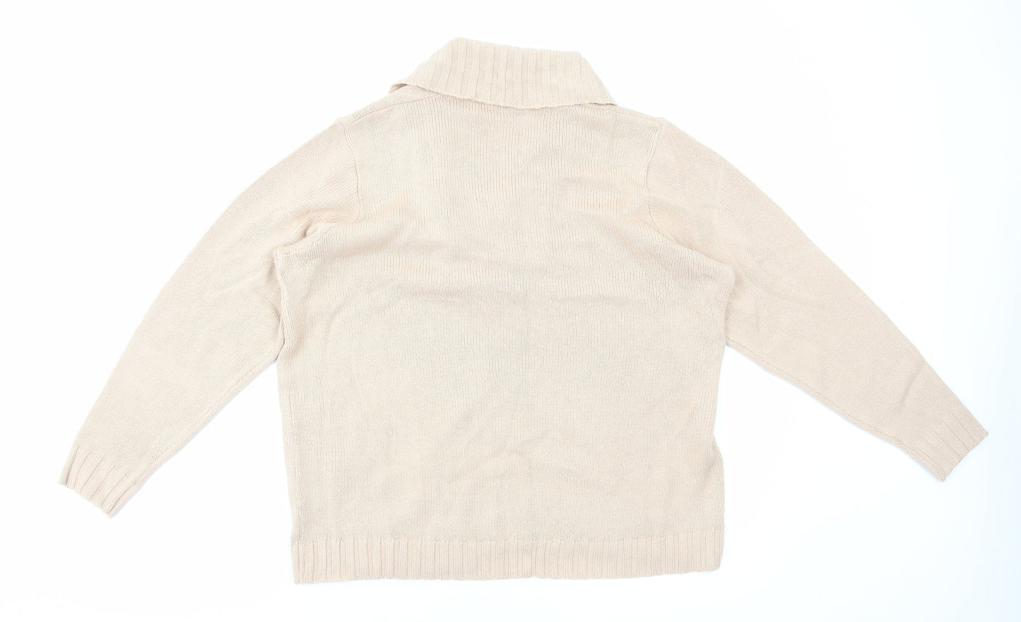 Essential Collection Womens Beige V-Neck Acrylic Pullover Jumper Size 16