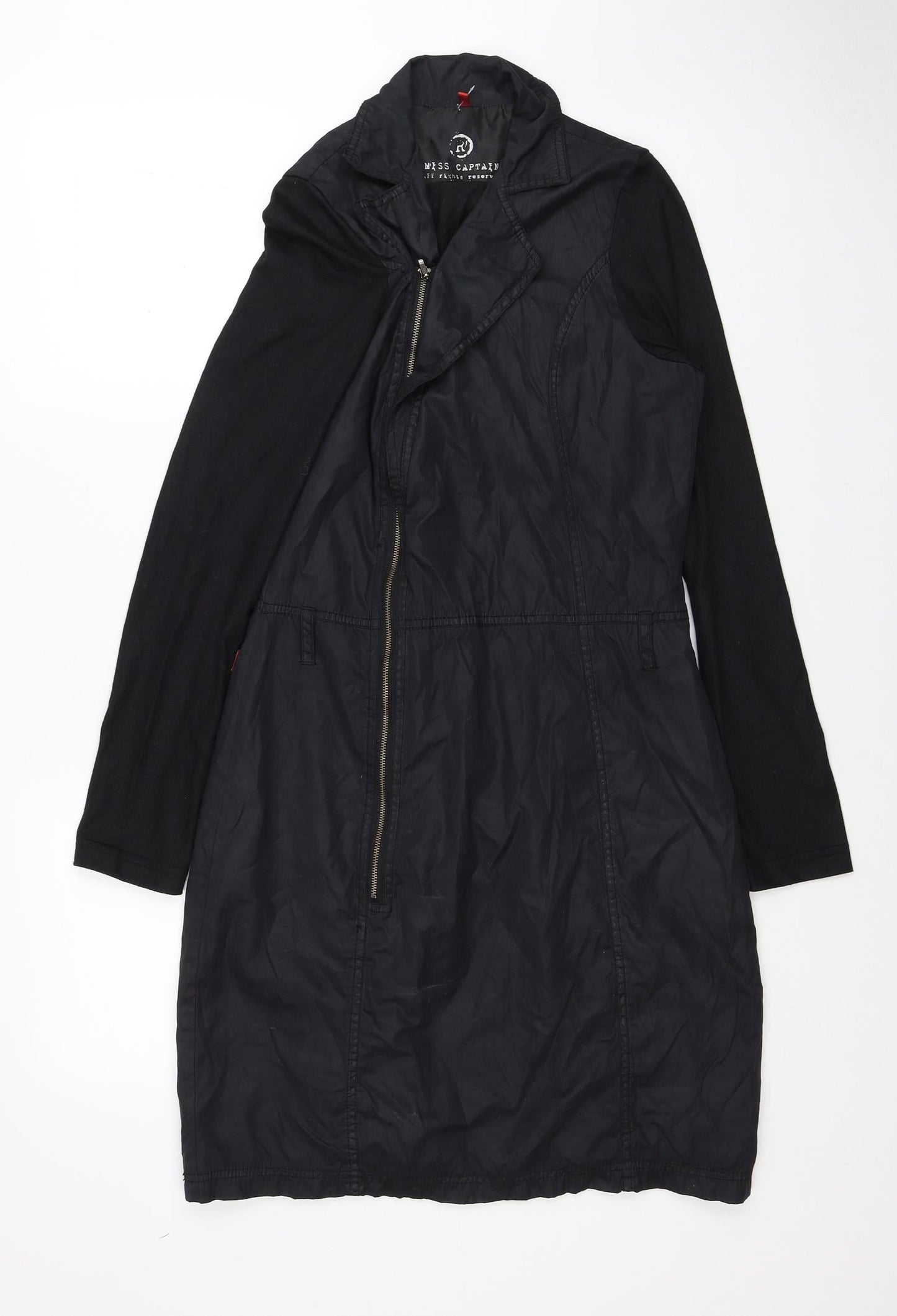 Miss Captain Womens Black Polyester Jacket Dress Size 8 Collared Zip