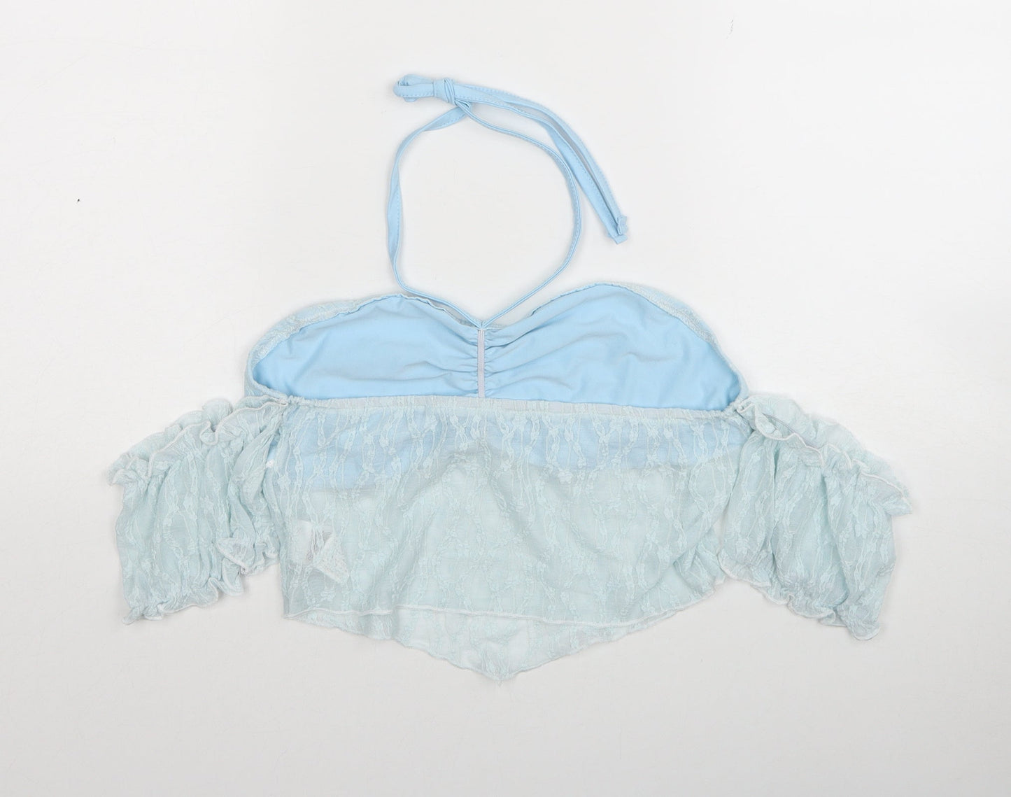 ROMWE Womens Blue Polyester Cropped Blouse Size 10 Sweetheart