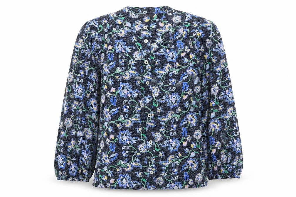 Marks and Spencer Womens Multicoloured Floral Cotton Basic Button-Up Size 8 Round Neck