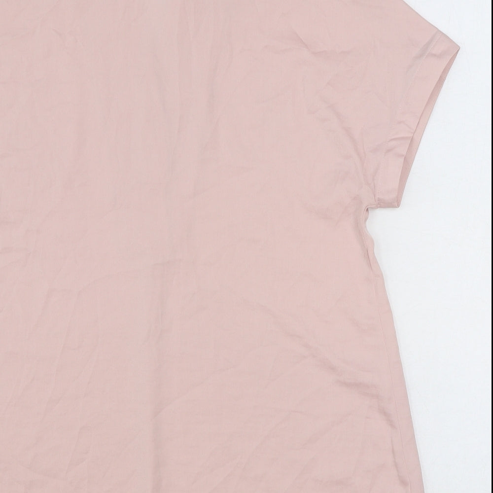 Marks and Spencer Womens Pink Polyester Basic Blouse Size 8 Collared
