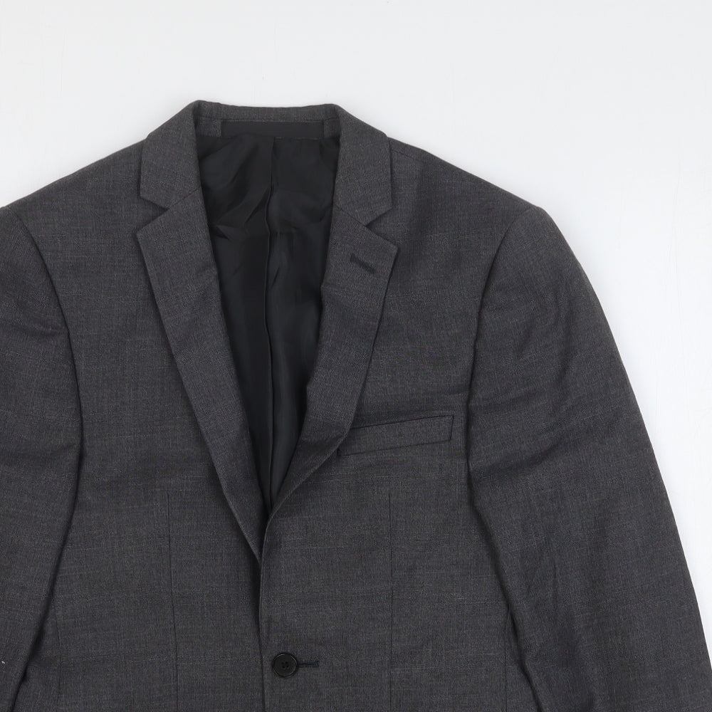 Burton Mens Grey Polyester Jacket Suit Jacket Size 34