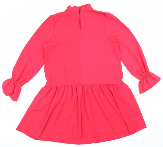 By Very Womens Pink Polyester A-Line Size 10 Mock Neck Button