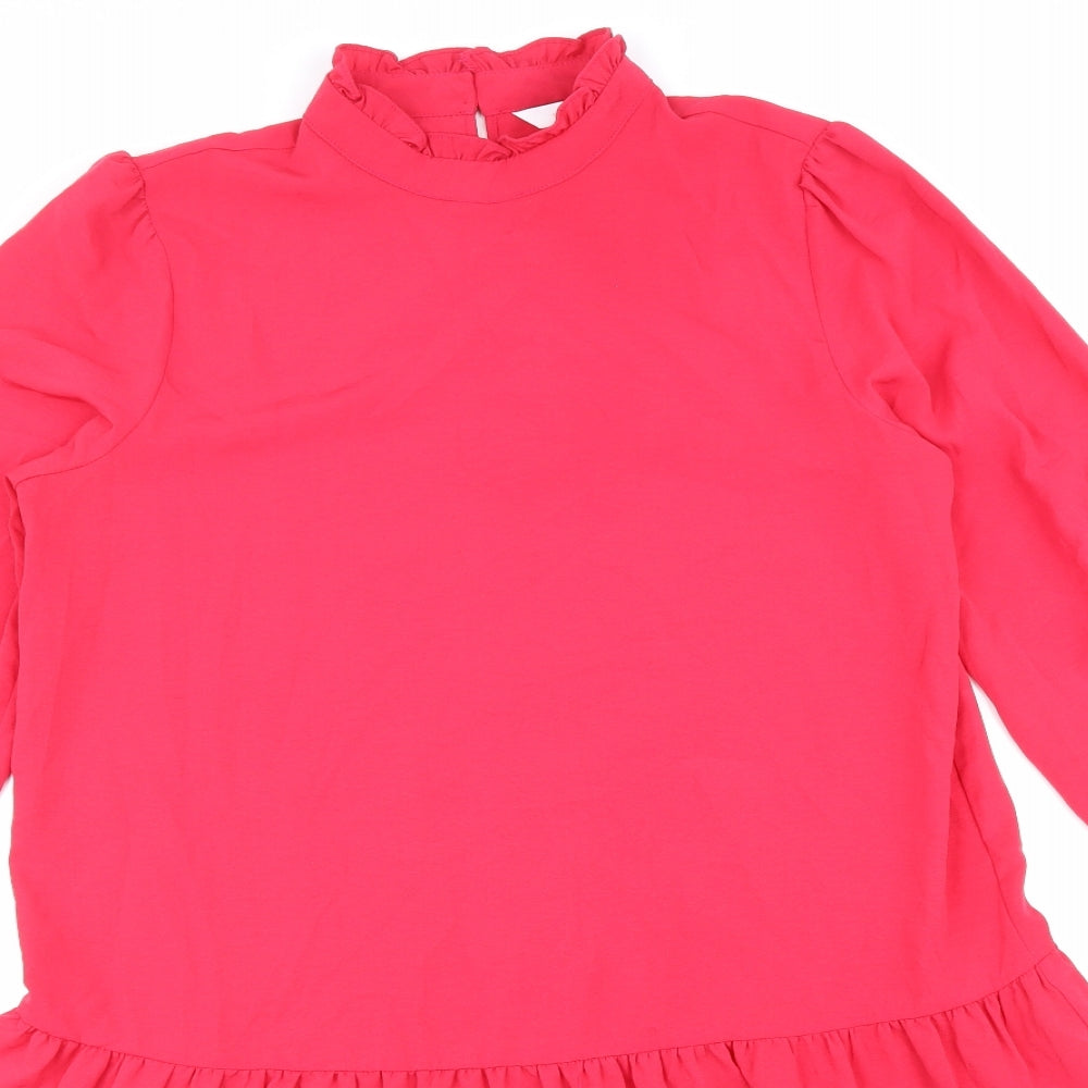 By Very Womens Pink Polyester A-Line Size 10 Mock Neck Button