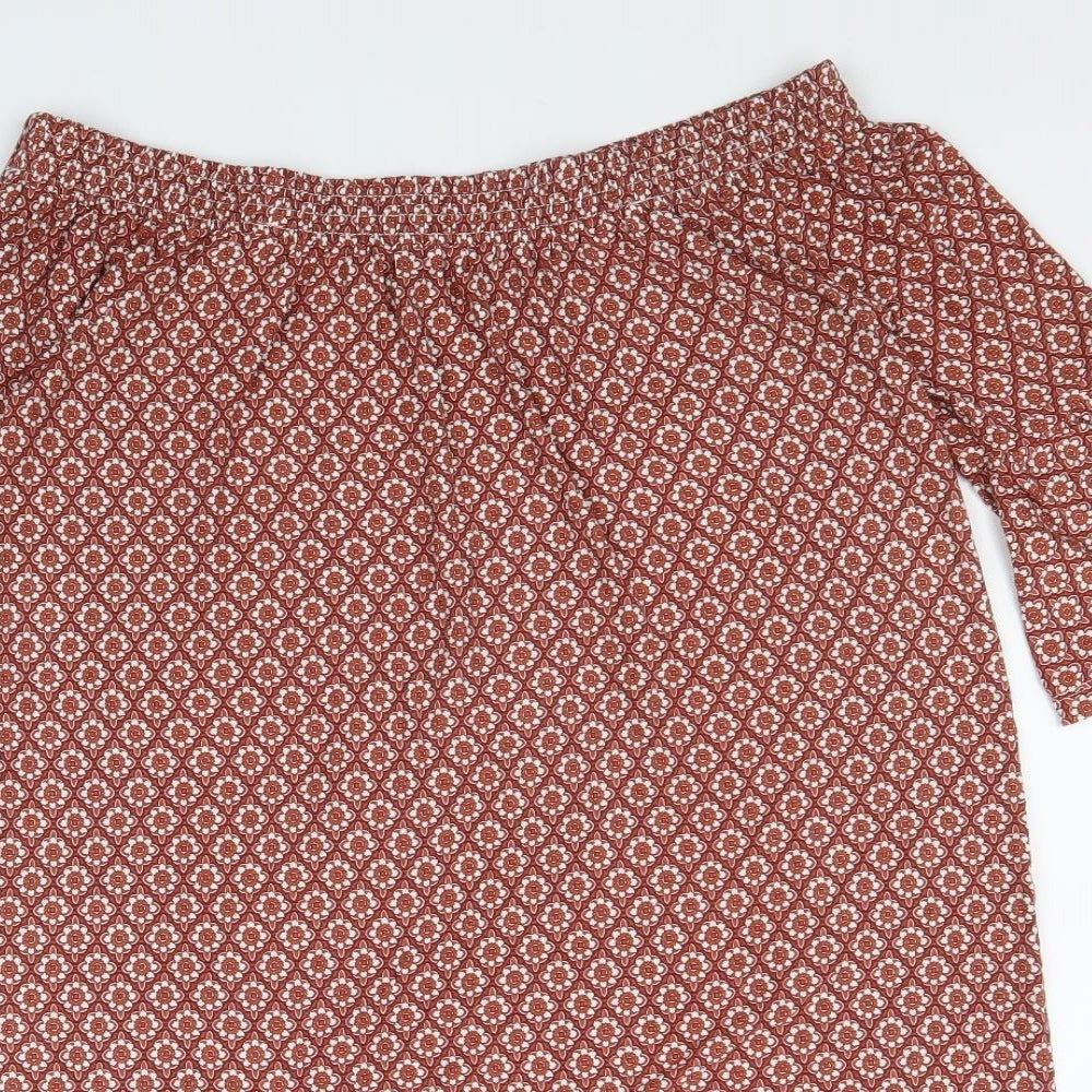 NEXT Womens Red Geometric Viscose Shift Size 10 Off the Shoulder
