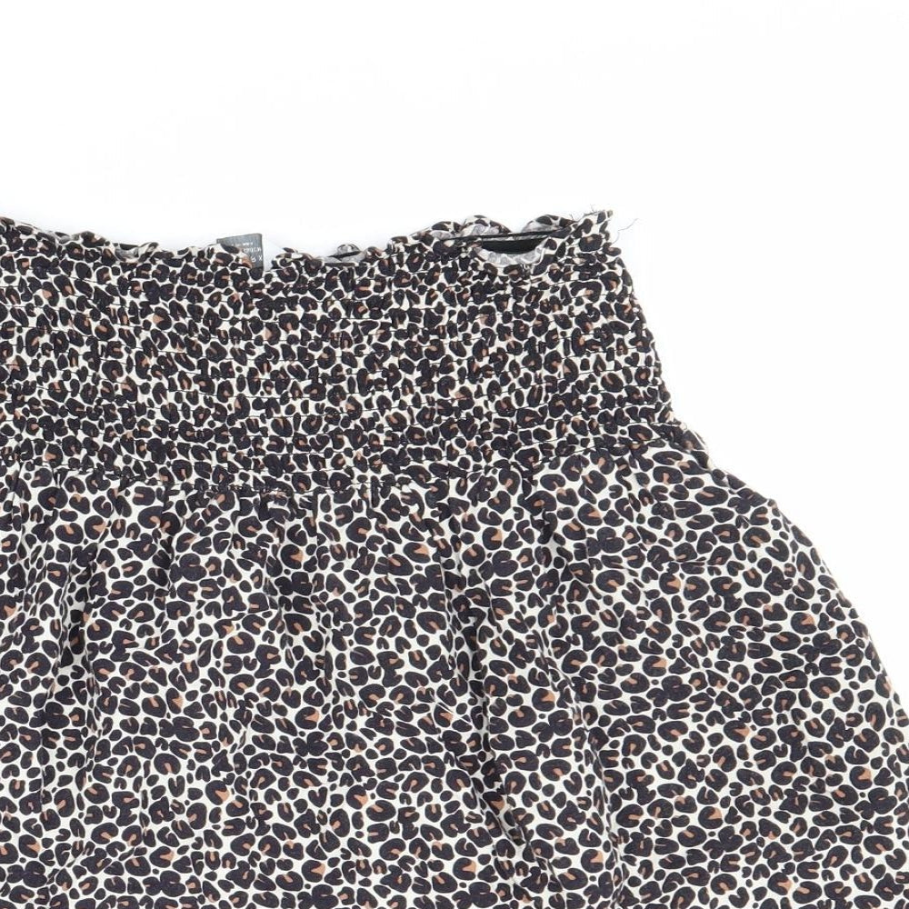 Primark Girls Black Animal Print Viscose Flare Skirt Size 12-13 Years Regular