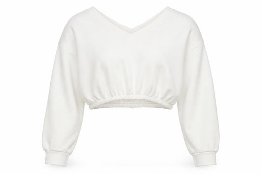 PRETTYLITTLETHING Womens White Polyester Pullover Sweatshirt Size M Pullover - Cropped