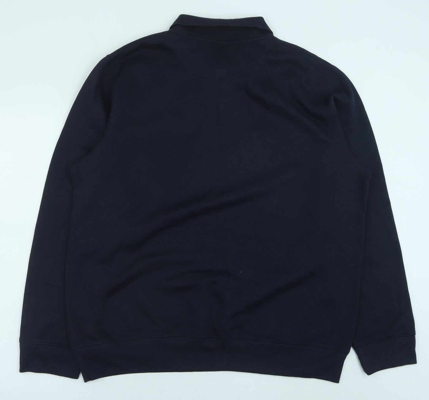 Easy Womens Blue Herringbone Polyester Pullover Sweatshirt Size XL Button