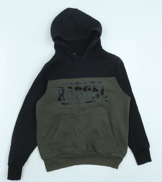 Rascal Boys Black Colourblock Cotton Pullover Hoodie Size L Pullover - Rascal