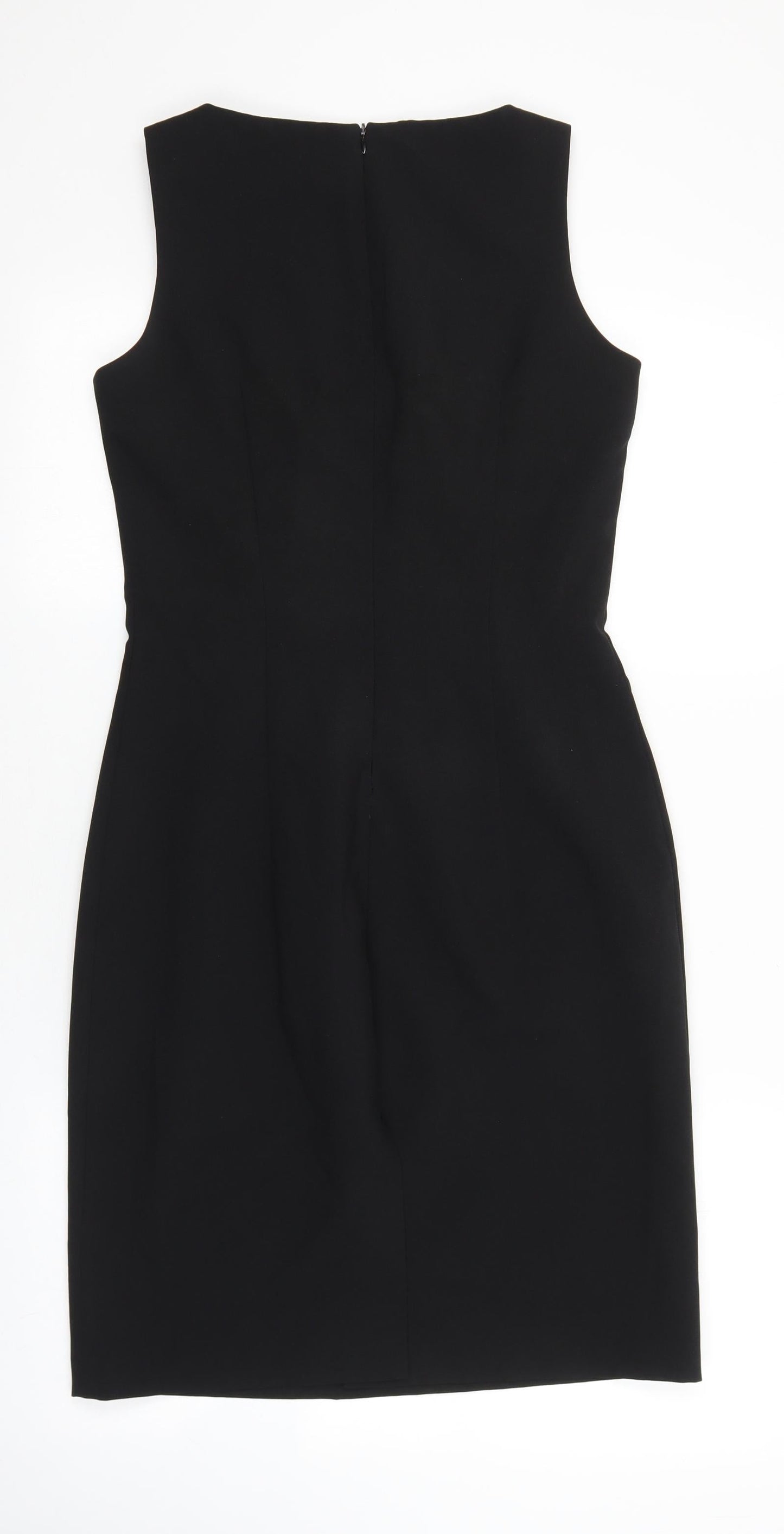 NL Collection Womens Black Polyester Shift Size 10 Boat Neck Zip