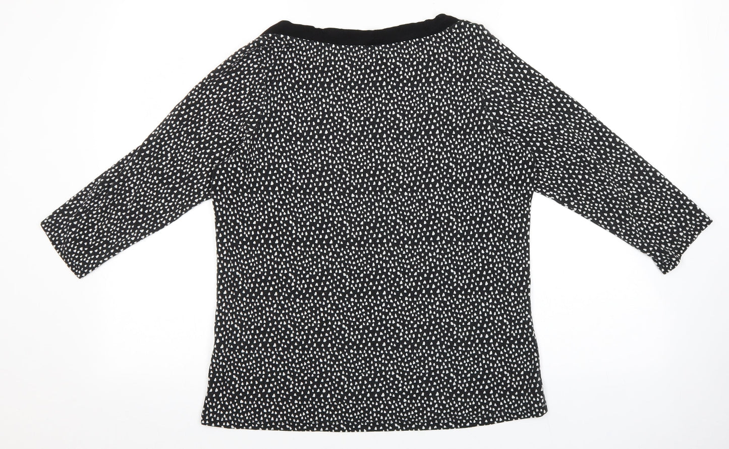 Marks and Spencer Womens Black Geometric Viscose Basic Blouse Size 14 Boat Neck