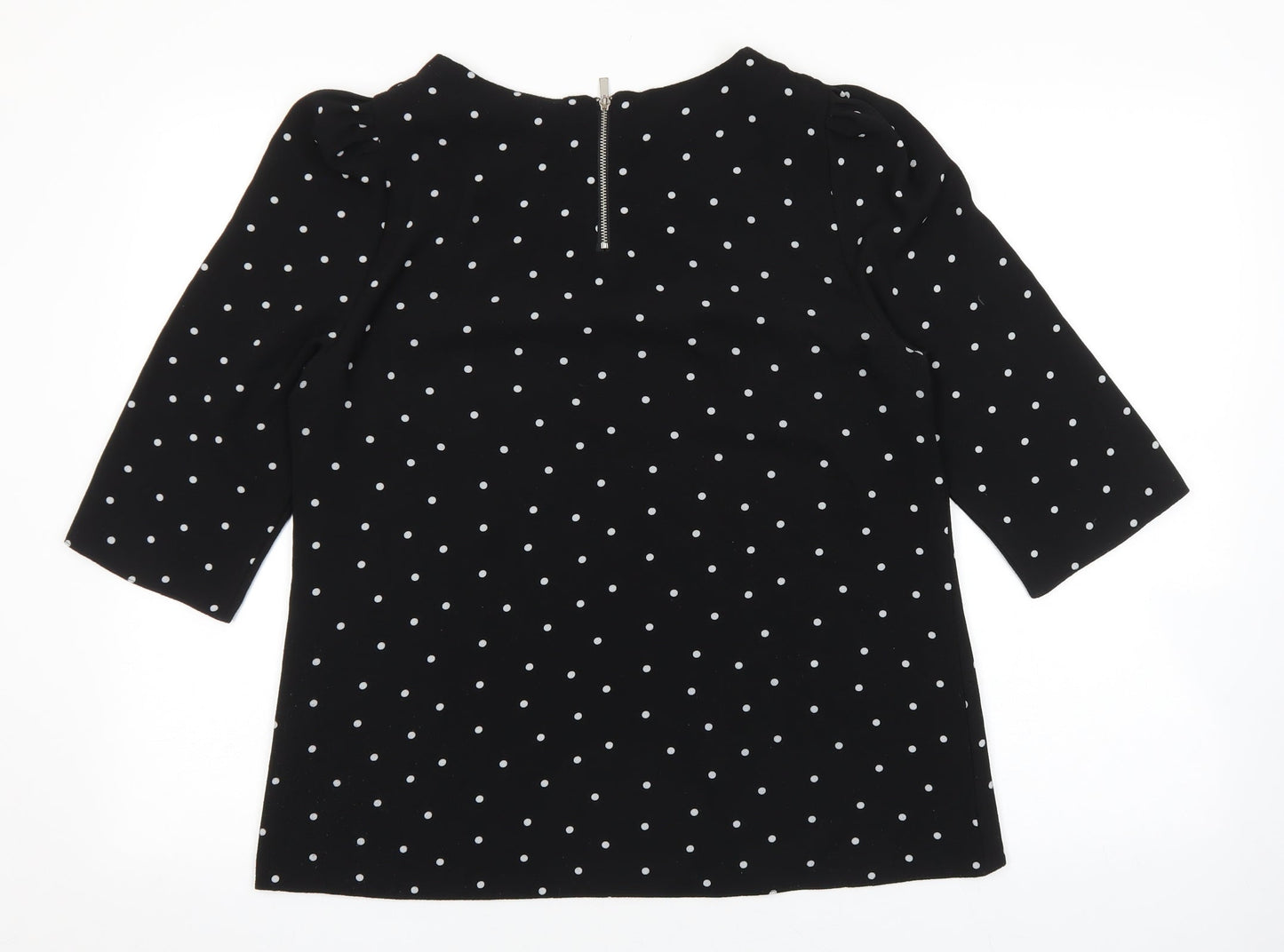 Dorothy Perkins Womens Black Polka Dot Polyester Basic Blouse Size 12 Round Neck