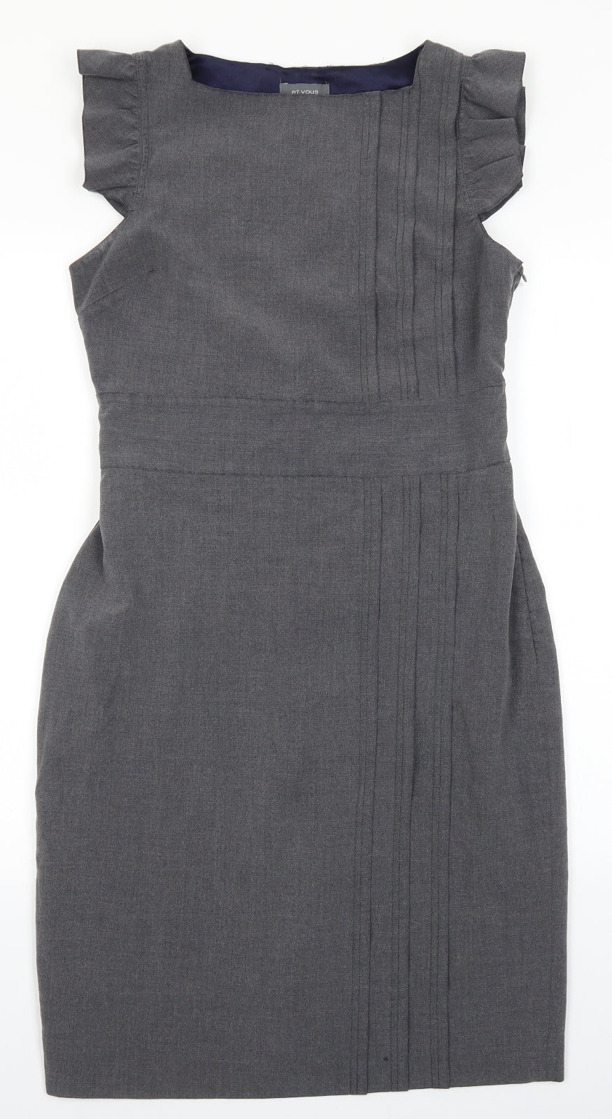 Et vous Womens Grey Viscose A-Line Size 10 Sweetheart Zip
