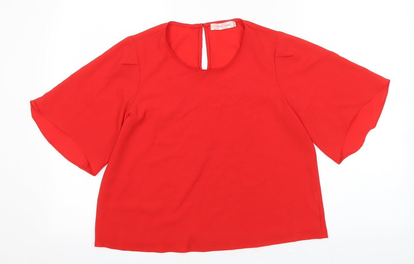 Traffic People Womens Red Polyester Basic Blouse Size S Round Neck