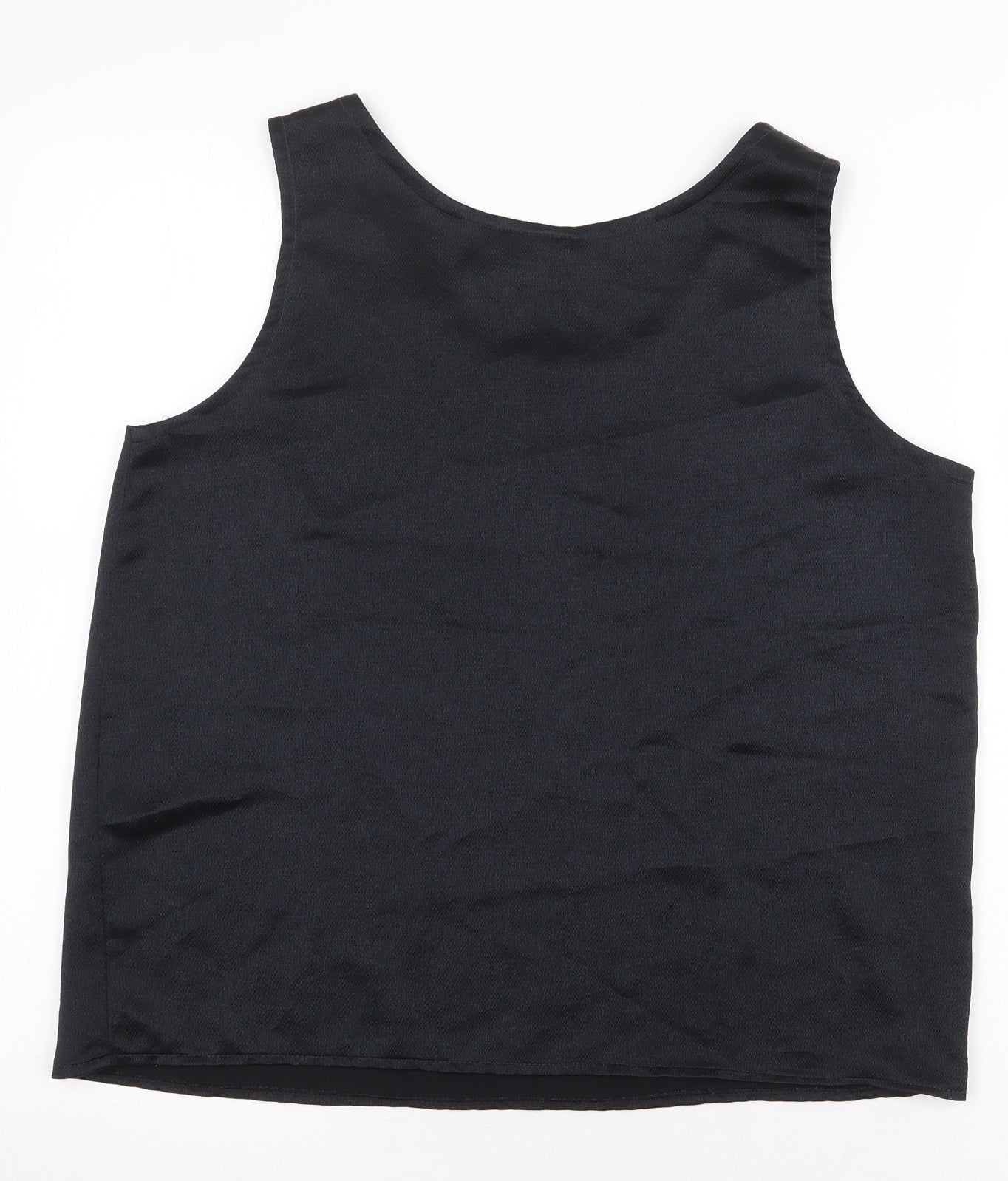 Rafale London Womens Black Polyester Basic Tank Size 10 Scoop Neck