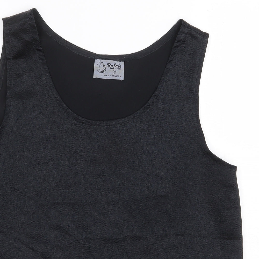 Rafale London Womens Black Polyester Basic Tank Size 10 Scoop Neck