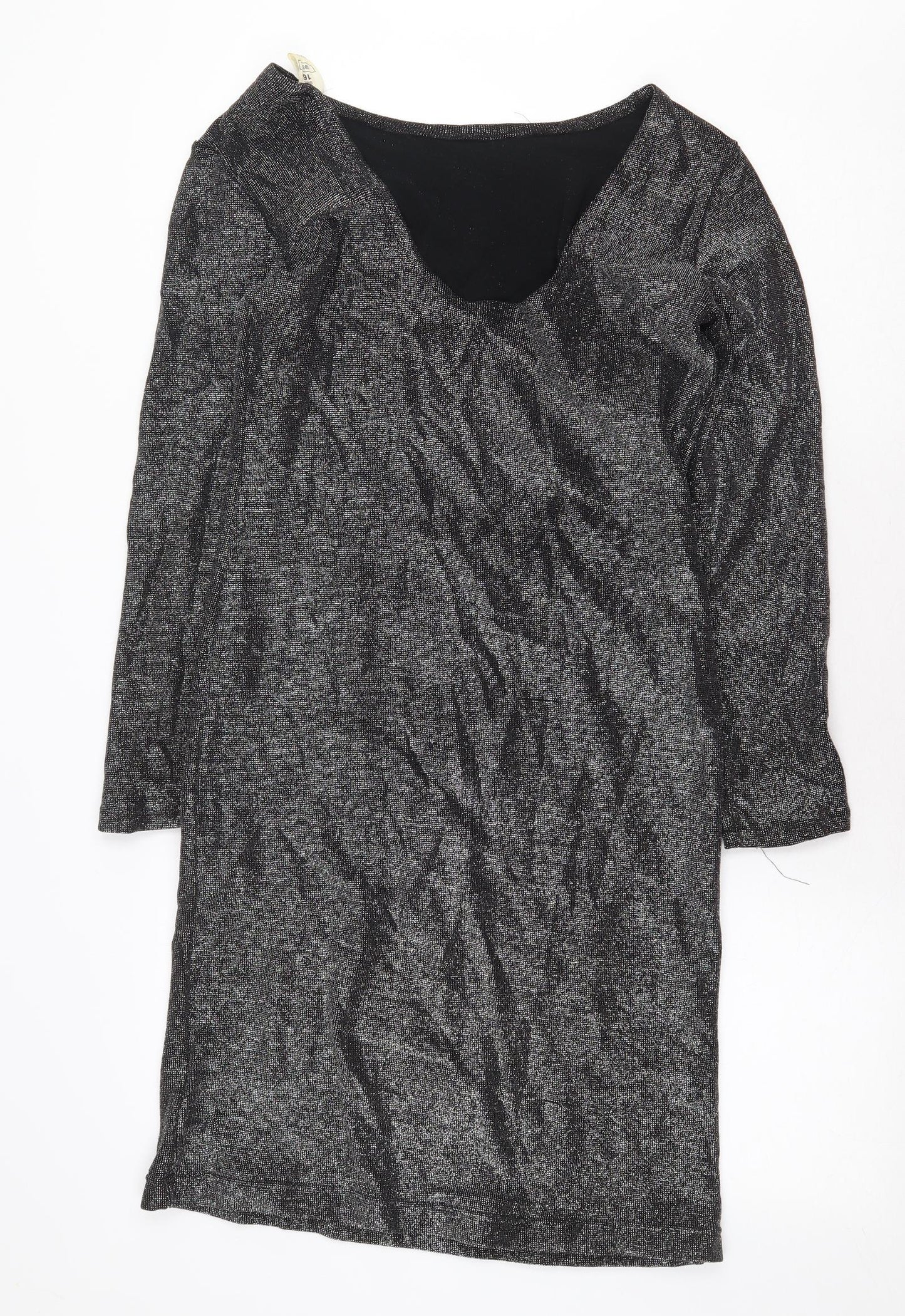 Preworn Womens Silver Nylon Shift Size 16 Scoop Neck Pullover