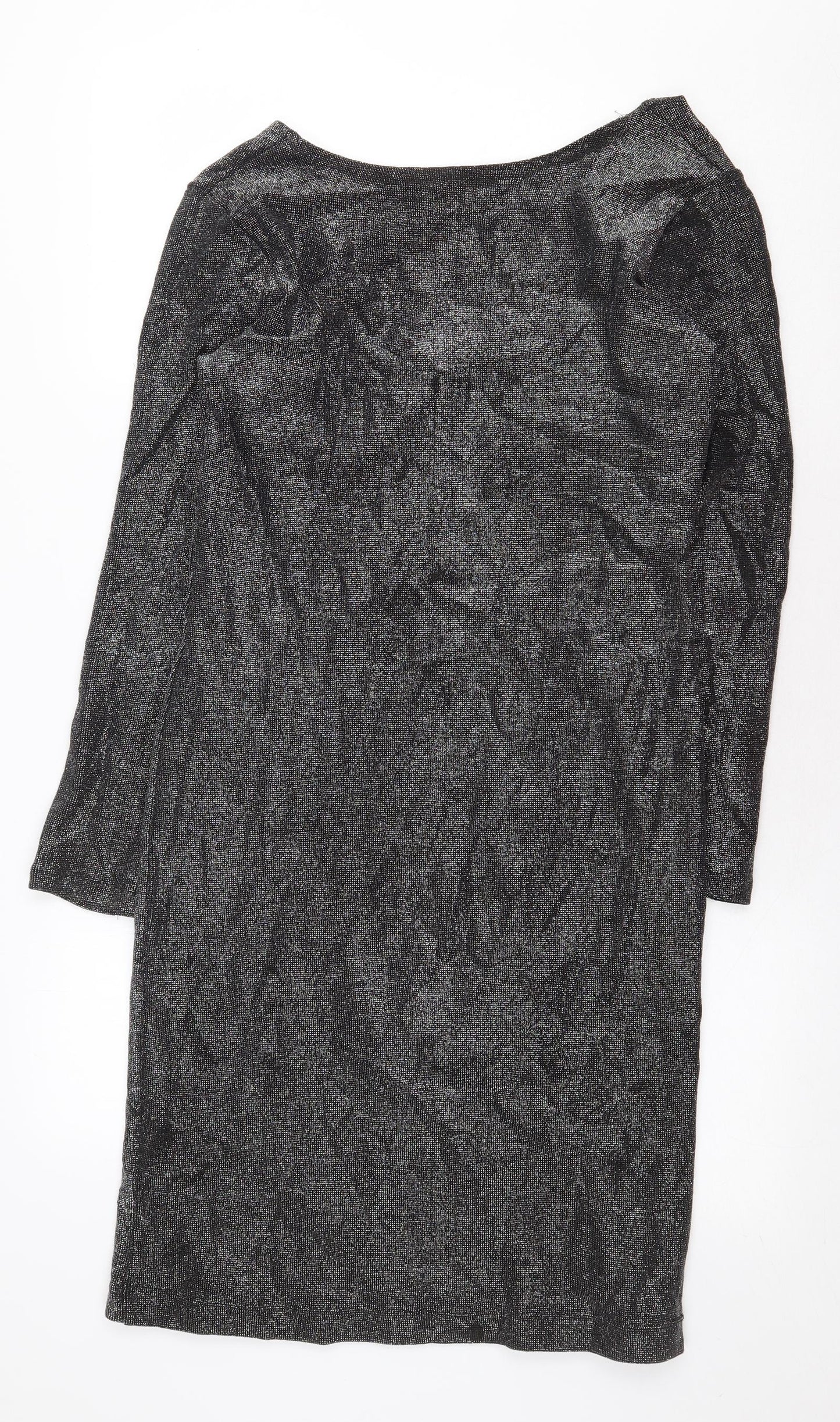 Preworn Womens Silver Nylon Shift Size 16 Scoop Neck Pullover
