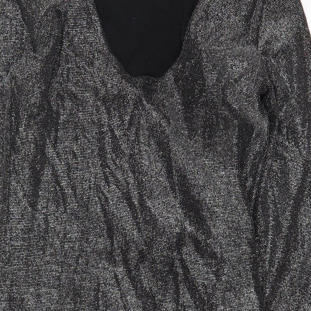 Preworn Womens Silver Nylon Shift Size 16 Scoop Neck Pullover