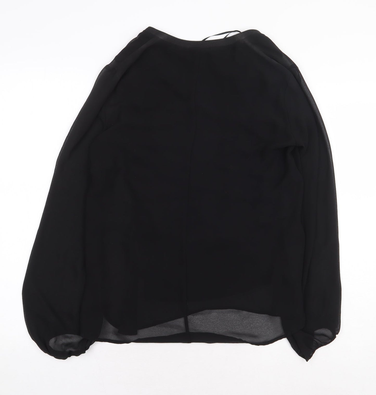 Zara Womens Black Polyester Basic Blouse Size M V-Neck