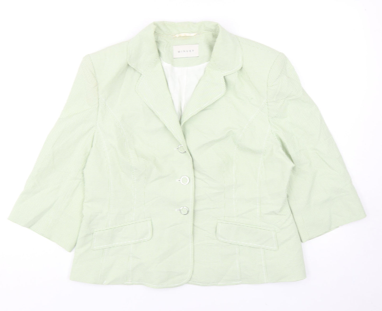 Minuet Womens Green Plaid Polyamide Jacket Suit Jacket Size 18