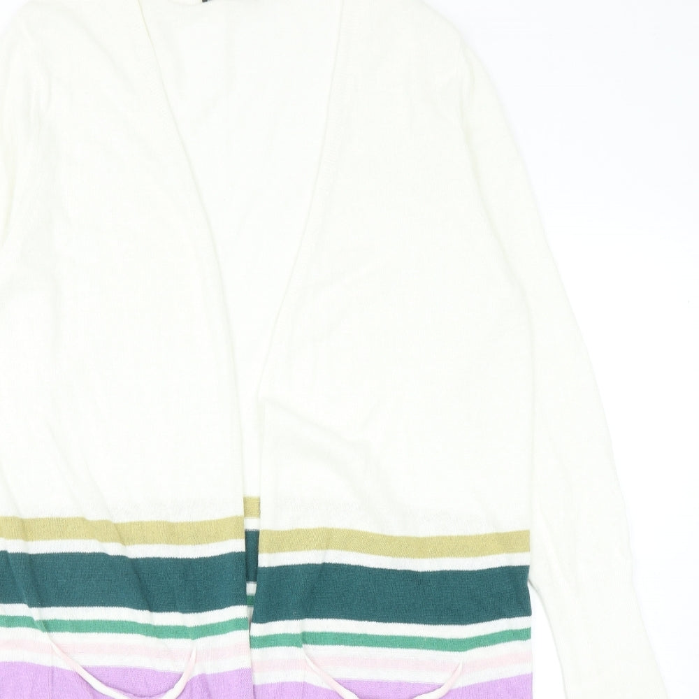 Kaleidoscope Womens Multicoloured V-Neck Striped Cotton Cardigan Jumper Size 16