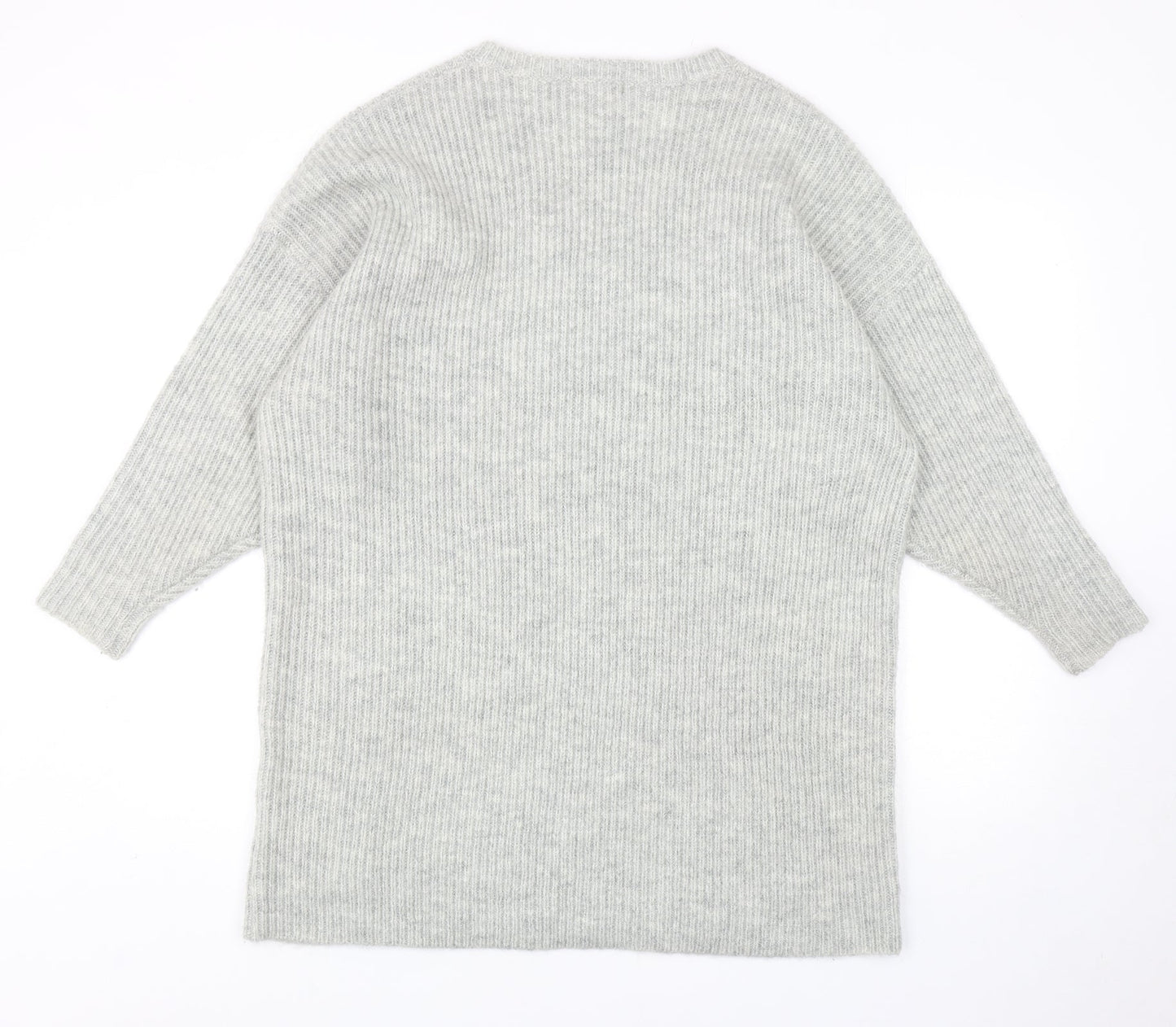 Glamorous Womens Grey V-Neck Acrylic Pullover Jumper Size S