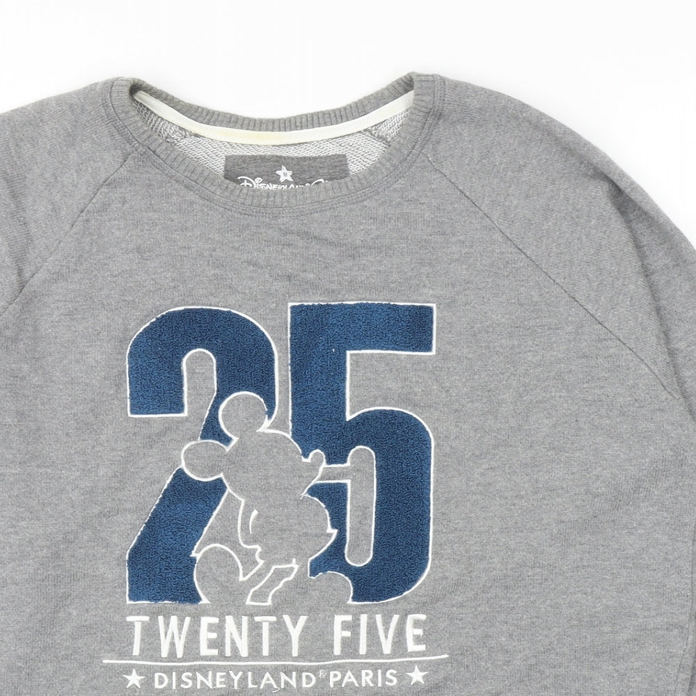 Disneyland Paris Womens Grey Round Neck Cotton Pullover Jumper Size M - Mickey Mouse