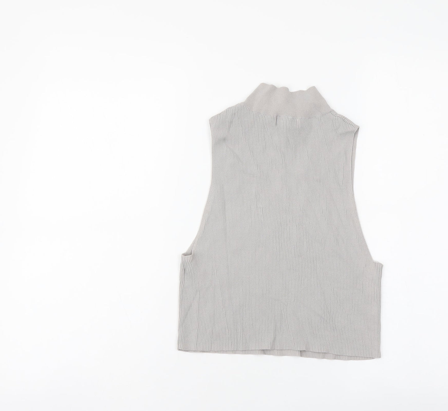 Topshop Womens Grey Viscose Basic Tank Size L High Neck