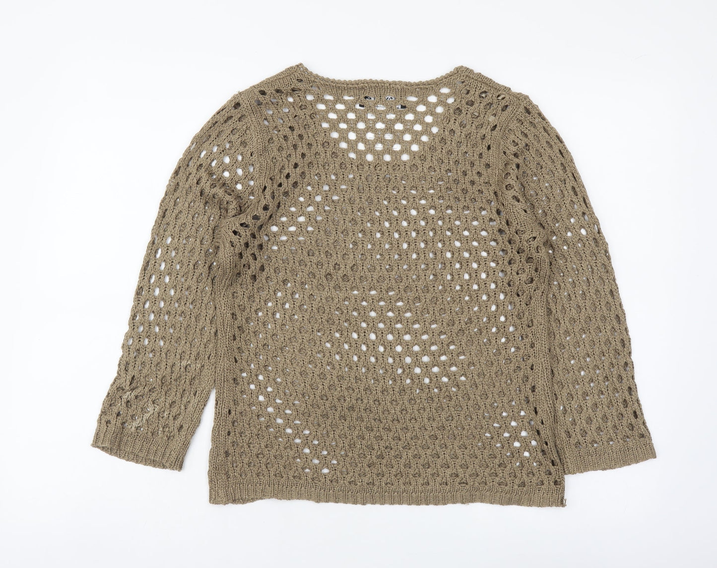 Marble Womens Brown Round Neck Acrylic Pullover Jumper Size S