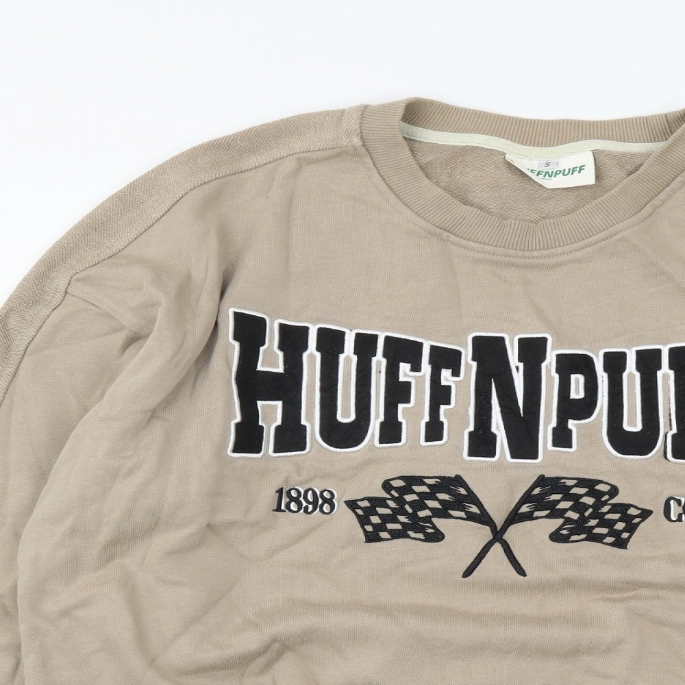 Huffnpuff Womens Beige Cotton Pullover Sweatshirt Size S Pullover