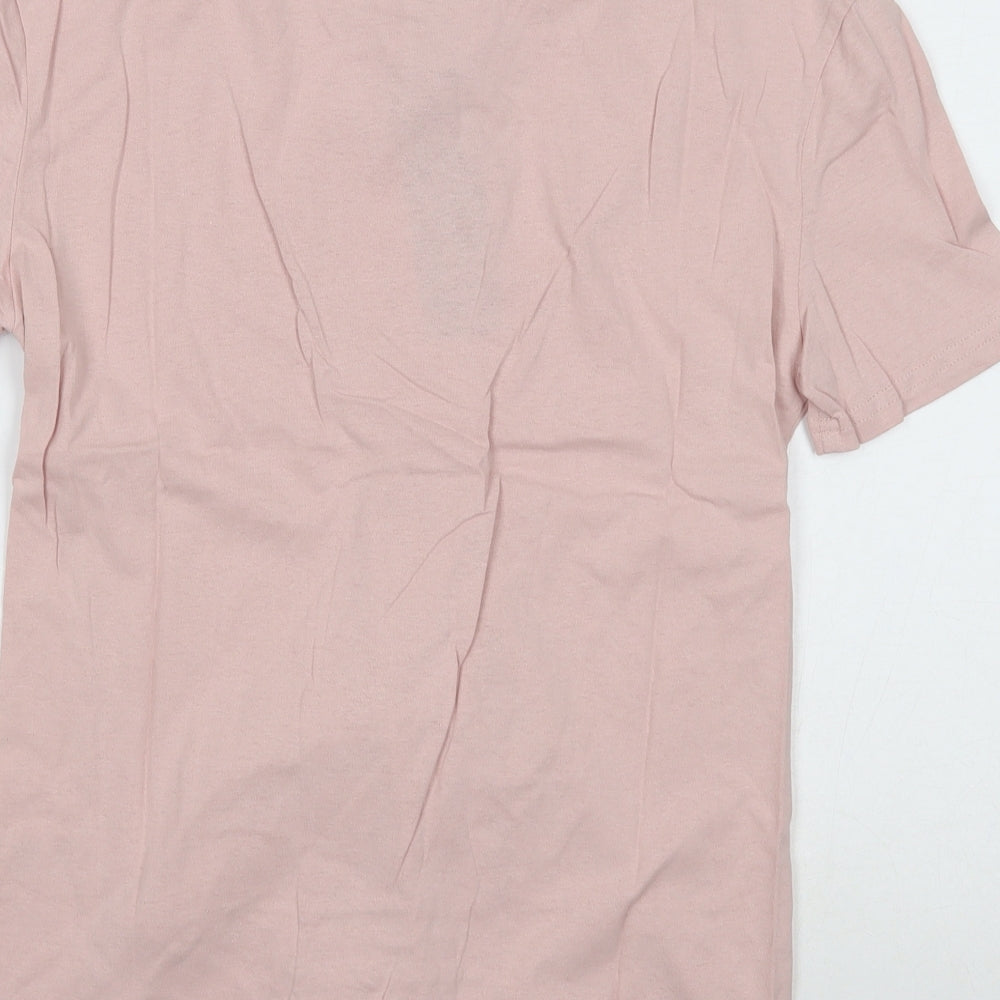 Eight Paris Womens Pink Cotton Basic T-Shirt Size M Round Neck - Slayer Lace up