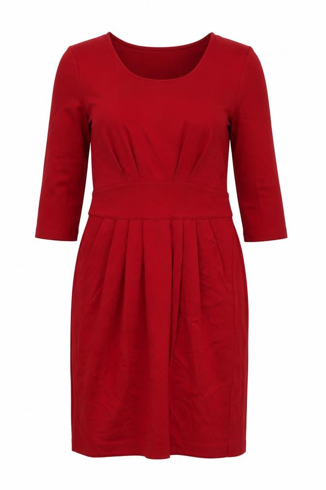 Fleana Womens Red Viscose Pencil Dress Size M Boat Neck Zip