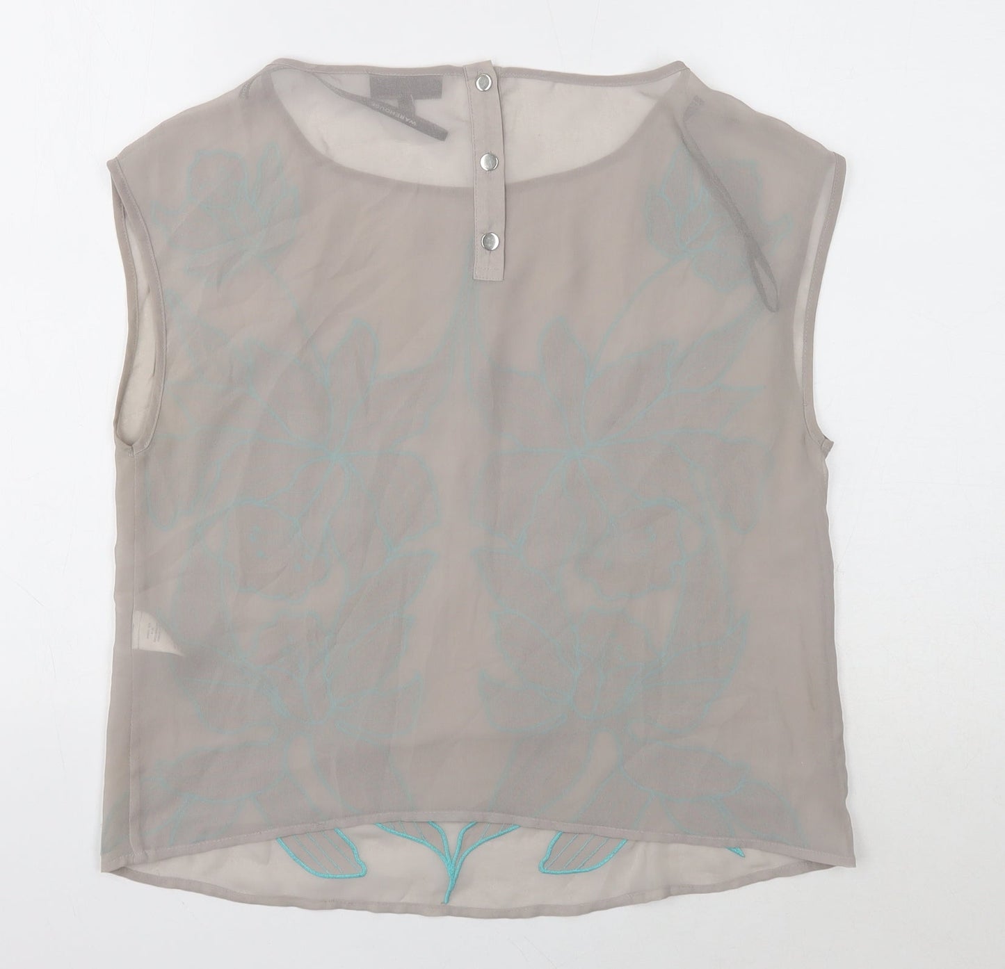 Warehouse Womens Grey Polyester Basic Tank Size 12 Round Neck