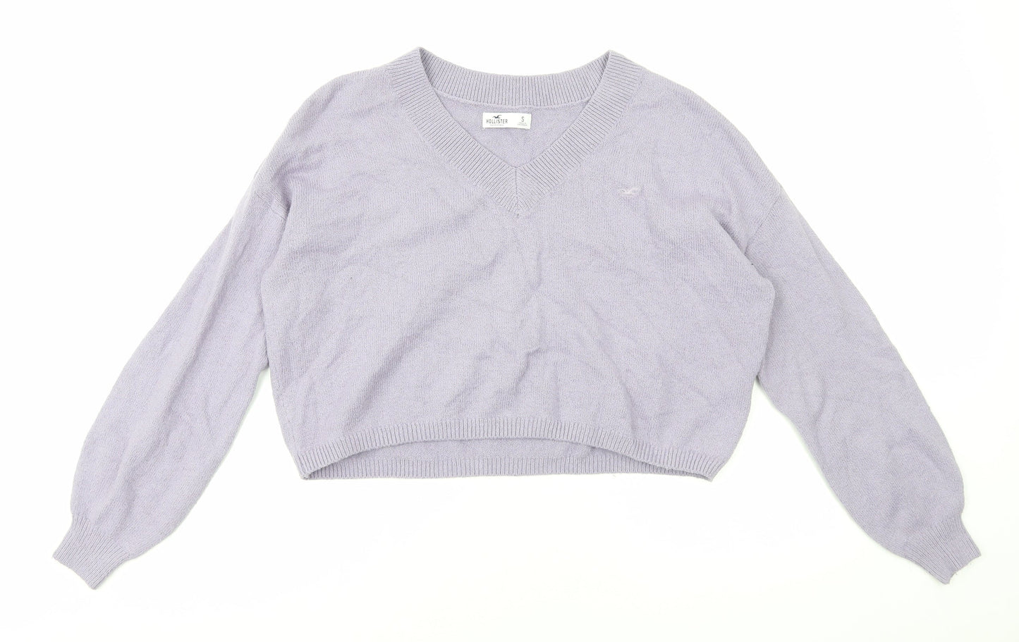 Hollister Womens Purple Square Neck Cotton Pullover Jumper Size S