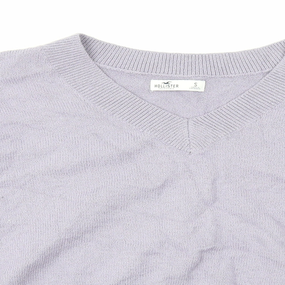 Hollister Womens Purple Square Neck Cotton Pullover Jumper Size S