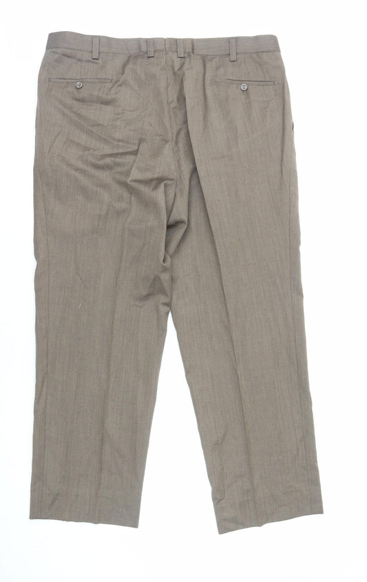 Dino Mens Brown Polyester Tuxedo Suit Trousers Size XL