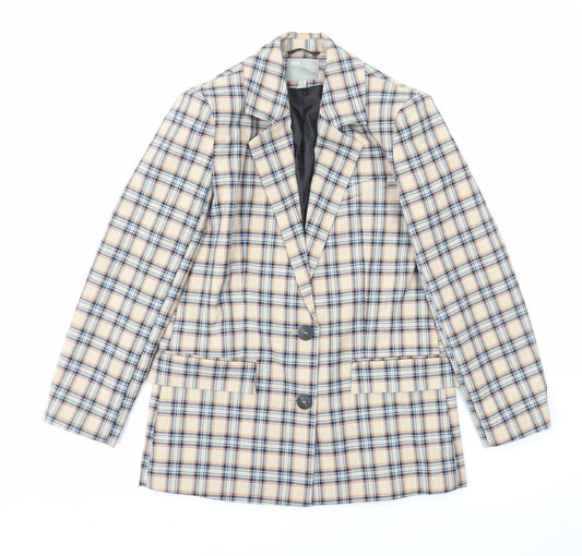 ASOS Womens Beige Plaid Jacket Size 8 Button