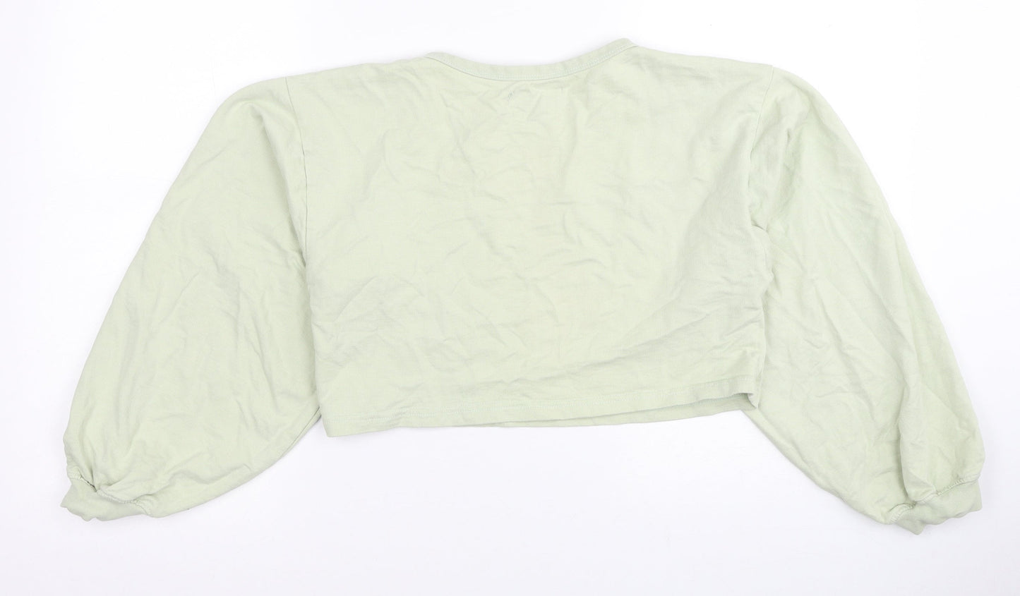 Honey Behave Womens Green Cotton Pullover Sweatshirt Size S Pullover - Cropped
